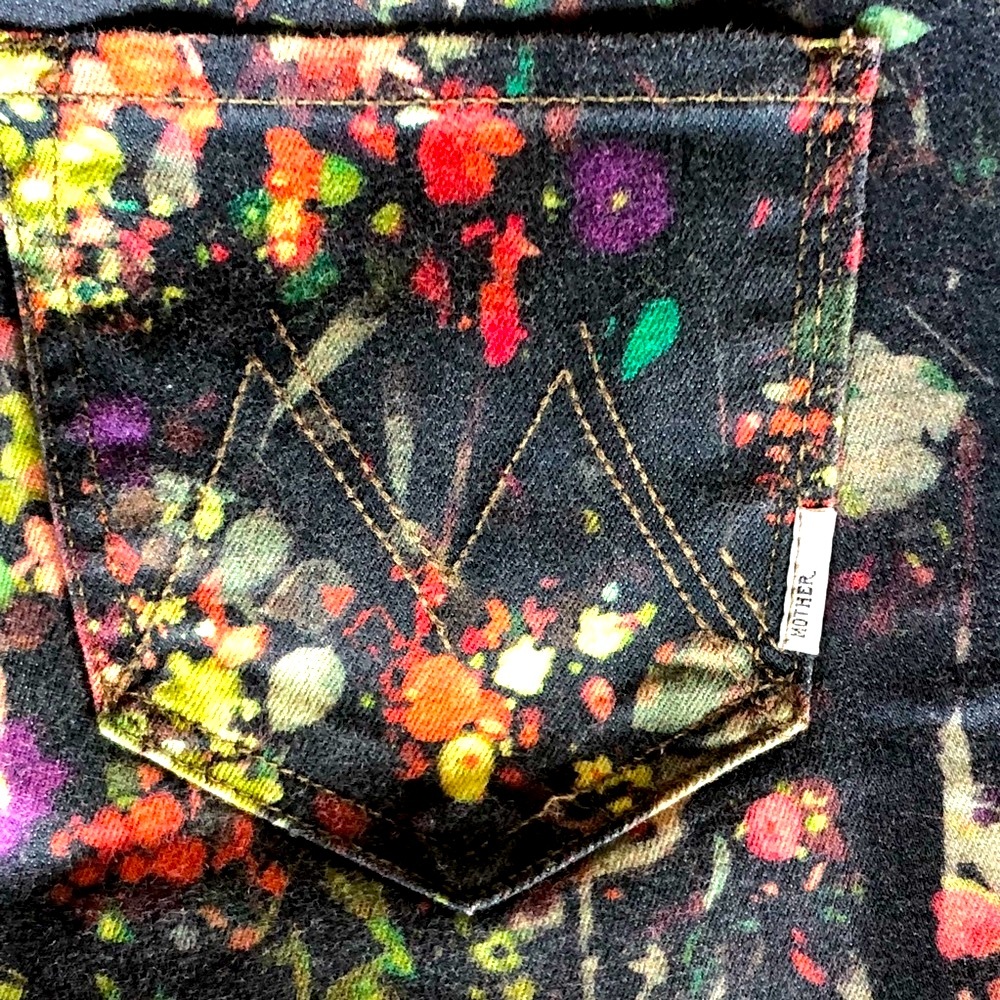 Mother Floral Black Denim Wild Flowered Jeans with Ankle zippers and low riseY2K - Picture 2 of 9